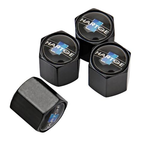 Enjoliveurs de roue noirs avec protection anti-poussière pour valve de pneu, compatibles avec les modèles suivants : BMW X6, Z4, E60, E90, F30, M4, M5, 320i, 525i, 420i et Mini Cooper. Logo Hartge. (1/5)