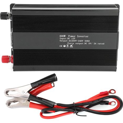 Convertisseur de tension 600W 12V à 200-240V, onduleur de puissance automobile à onde sinusoïdale pure (1/5)