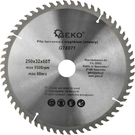 Kreissägeblatt geko circular saw blade 250 mm 60 Zähne