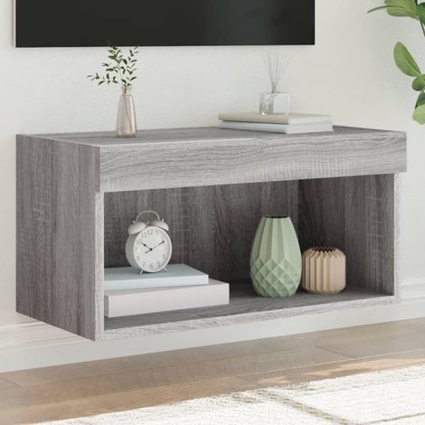 Mueble para TV con luces LED gris 60x30x30 cm