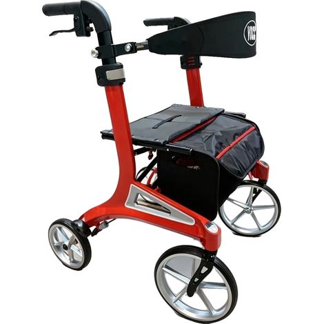 Carrito de paseo, diseño plegable compacto, asas ajustables, rojo. (1/2)
