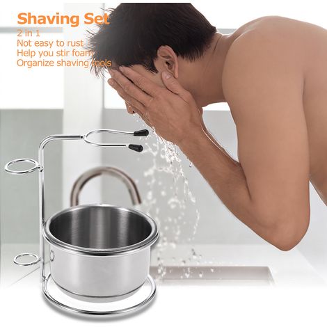 Decdeal An Self 2 in 1 Männer Rasierset Trockener oder nasse Tasse + Halter männlicher Bart -Seifenschalenstand