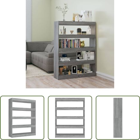 vidaXL Étagère de livres - Bibliothèque/Séparateur de pièce sonoma gris 100x30x135 cm (1/5)