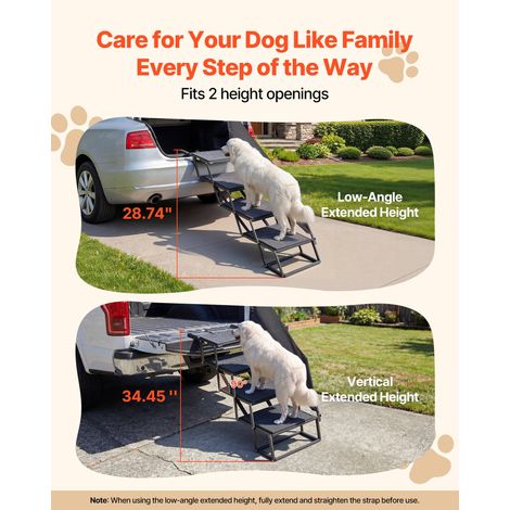Escalier pour Chien Voiture 4 Marches pour Chien Pliables pour SUV, Camions, Lits Hauts, Canapés, Animaux de Compagnie Charge 181 k… (1/5)