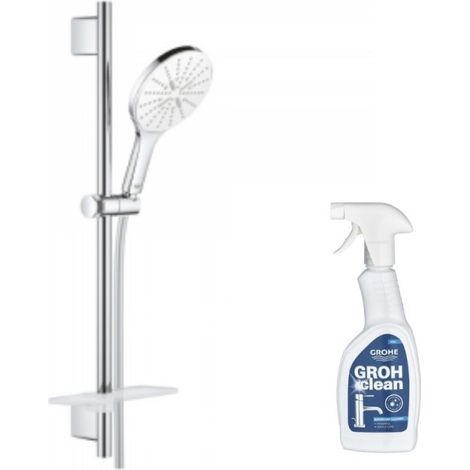 GROHE Quickfix Vitalio Smartactive 150 Rociador de ducha de 3 chorros con barra y tableta + limpiador GrohClean