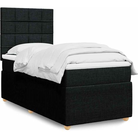 Boxspringbett mit Matratze Schwarz 100x200 cm Stoff (1/5)