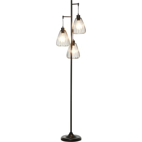 Lampada da Terra con Paralumi E27 in Metallo Nero (1/5)