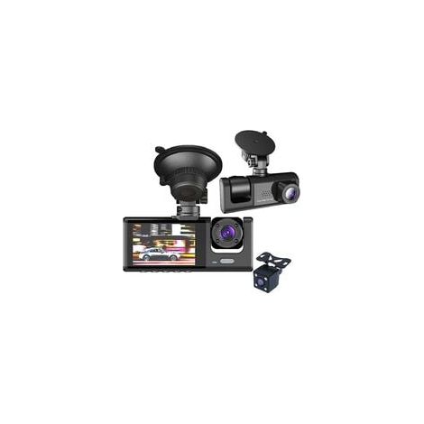Crea – Caméra de tableau de bord 3 canaux HD 1080P – Enregistrement avant, intérieur et arrière – Angle de vue 170° – Détection de mouvement (1/4)