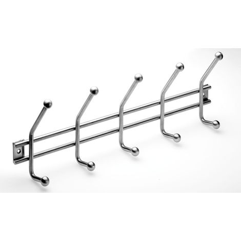 Hettich Garderobenleiste 5 Haken 45,2 x 16,0 x 6,0 cm Edelstahl Hakenleisten