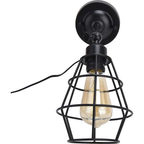 Applique Murale Industrielle avec Cage Métallique - Luminaire pour Tête de Lit, Chambre ou Véranda - 85-250V, Douille E27