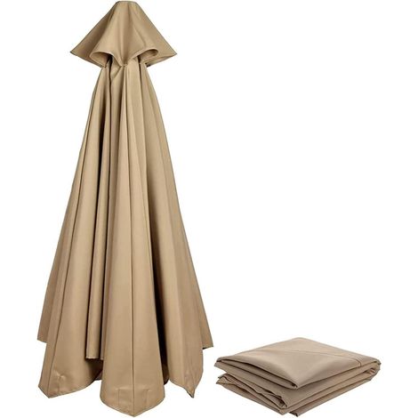 Sonnenschirm Ersatzbezug Stoff UV Schutz 80 330 cm 8 streben Khaki (1/5)