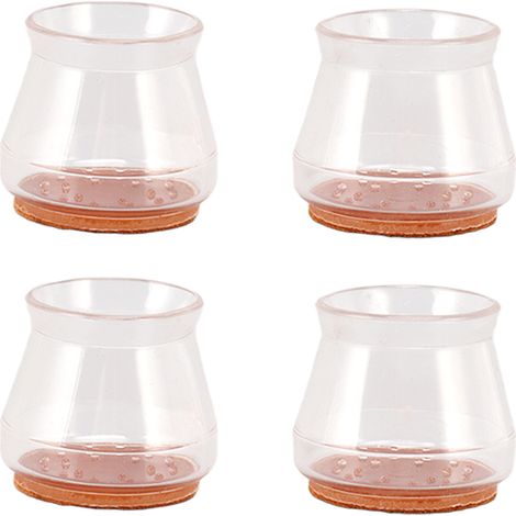 Lot de 16 protège-pieds de chaise ronds transparents en feutre de silicone silencieux, résistants aux rayures, 3,5 x 3,8 x 3,3 cm / 1,4 x 1,5 x 1,3 po (1/5)
