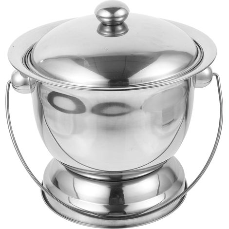 Pot de Chambre Pratique et Léger Portable en Acier Inoxydable avec Couvercle pour Usage Domestique et Voyages (1/5)