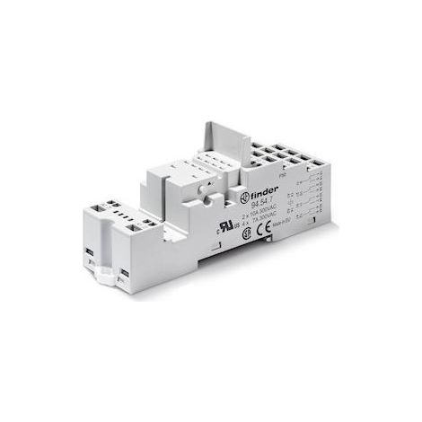 Support bleu 10A 250V bornes ressort montage panneau ou rail 35mm pour série 5532 et 5534 Finder (1/2)