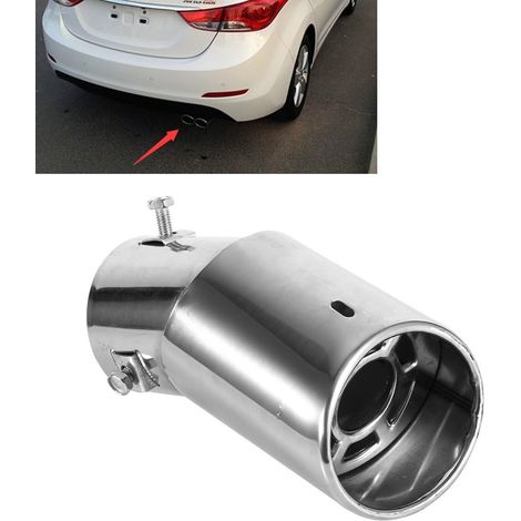 Universel Arrière Ronde En Acier Inoxydable Auto Silencieux D'échappement Tuyau De Queue, Argent Silencieux D'échappement Embout De Tuyau Tuyau D'échappement pour La plupart Des Voitures (1/5)