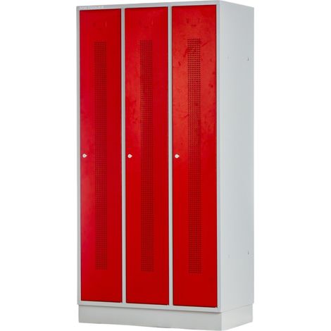 Vestiaire métallique 3 portes rouges perforées MW Tools KL30R (1/5)