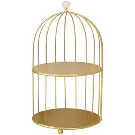 Étagère cosmétique en forme de cage à oiseaux, idéale pour les cosmétiques de bureau, les cupcakes, les flacons de parfum, les produits de soin et les desserts. (1/4)