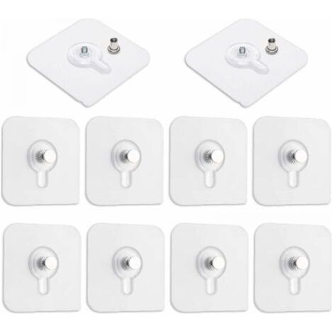 Lot de 10 Adhesif Accroche Tableau Sans Percer, Transparent Attache Cadre Adhésif pour Accroche Cadres Photo, Miroir, Art Mural, Lumières Décoratives, Sans Trou (1/5)