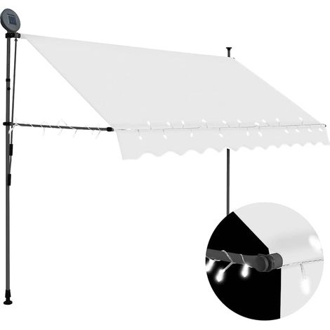 Auvent manuel rétractable avec LED-Store banne 250 cm Crème (1/5)