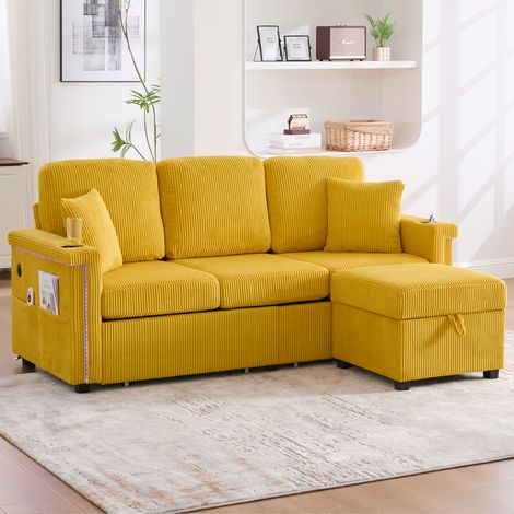 Canapé modulable USB avec rangement jaune OKMYHOME (1/5)