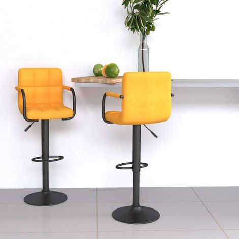 vidaXL Tabourets de bar lot de 2 jaune moutarde tissu (1/5)