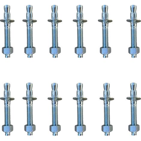 12 Pièces Goujon Ancrage M8 x80mm Boulon D'Ancrage Acier Galvanisé Boulons à Expansion pour maçonnerie de garde-corps en béton (1/5)