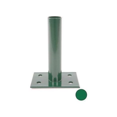 Cloture & Jardin – Platine en acier thermolaqué pour poteau rond de portillon grillagé 60mm – Fixation sans scellement – Dimensions 150x100mm – Hauteur 200mm