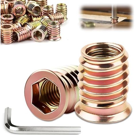 Insert Fileté Bois M6x12mm Écrous à Visser 25 Pièces (1/5)