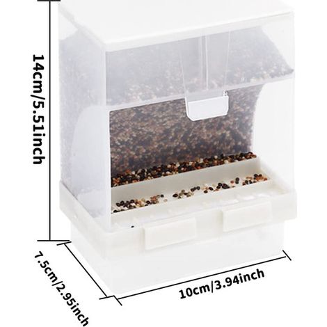 Distributeur de nourriture pour oiseaux en acrylique transparent avec perchoir pour cage, mangeoire automatique anti-gaspillage (1/5)