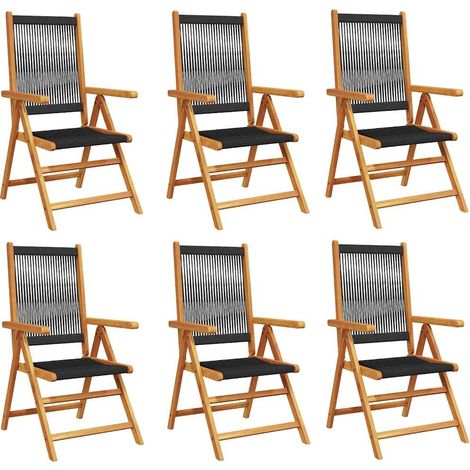 Maison Exclusive - Sedie pieghevoli reclinabili, 6 pezzi, in legno massello di acacia nero (1/5)