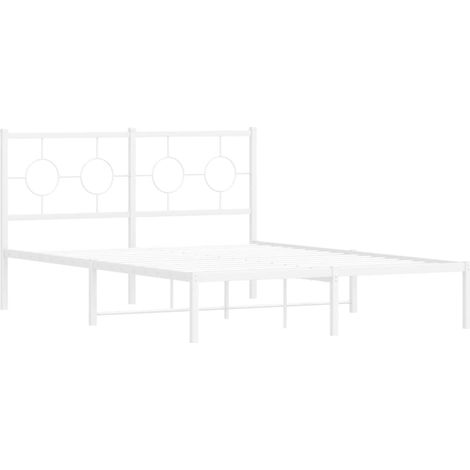 Cadre de lit métal sans matelas et tête de lit blanc 135x190 cm vidaXL (1/5)
