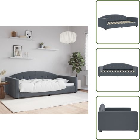 The Living Store Sofá cama sin colchón terciopelo gris oscuro 100x200 cm - Sofá cama sin colchón