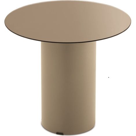 Tavolino tondo WAYLON 45 con base in metallo Beige e piano in vetro Bronzo (1/2)