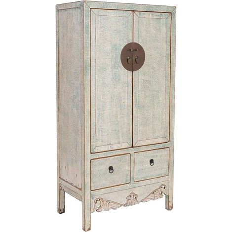 Armario de madera blanco azulado 90x50x180h cm (1/5)