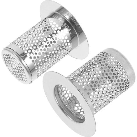 Lot de 2 filtres de vidange en métal pour égout, avec maille pour siphon de sol. (1/5)