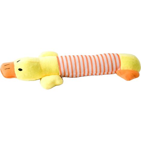 Juguete para perros, con sonido chirriante, material de felpa resistente, color amarillo. (1/2)