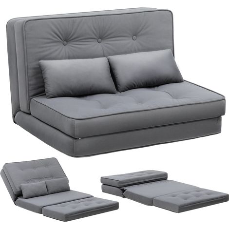 Sofa Bed 2er 6-Stufig Verstellbare Rückenlehne Grau