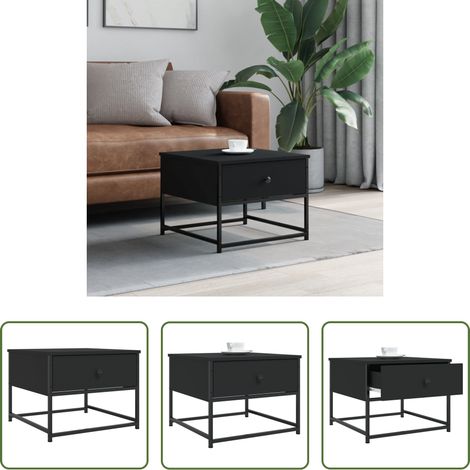 Table basse noire - Table basse noir 51x51x40 cm bois d'ingénierie (1/5)