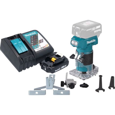 Fresatrice per bordi a batteria Makita DRT 52 RA1 18 V 6 mm brushless + 1x batteria ricaricabile 2,0 Ah + caricabatterie