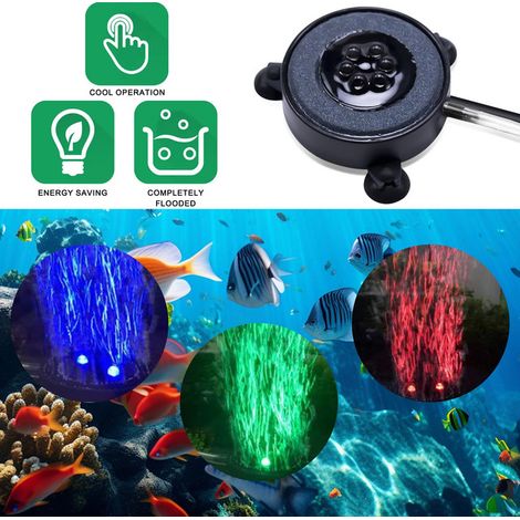 Lumière Bulle LED pour Aquarium Éclairage Submersible Étanche avec Diffuseur d'Air Décoration de Bassin de Poissons Changement de Couleur Automatique