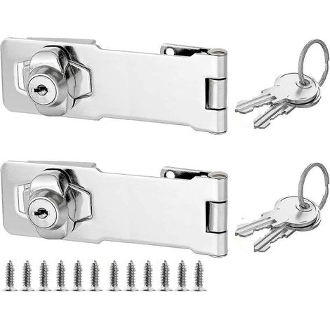 Cadenas à moraillon pour armoire avec clés identiques, verrou de tiroir, verrou d'armoire, verrou de placard, moraillon de verrouillage, verrou de boîte aux lettres (3 pouces - 2 pièces) (1/5)