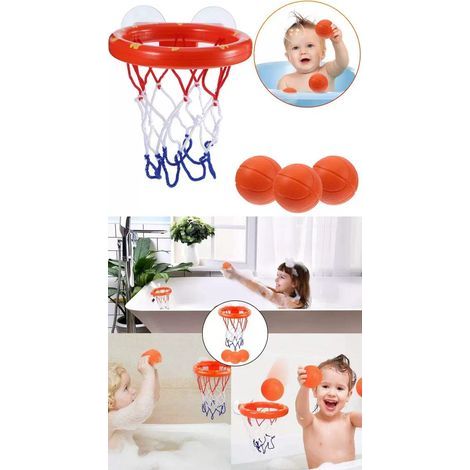 Lustiges Badewannen-Basketballspiel mit Korb und 3 Bällen für Kinder (1/5)