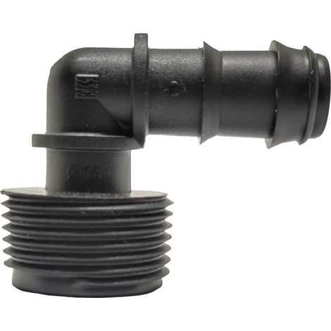 Codo de Goteo 16mm Rosca Macho. Bolsa de 10 Unidades 16mm x 1/2" (1/2)