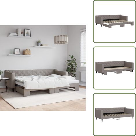 Lit - vidaXL Lit de jour avec gigogne sans matelas taupe 80x200 cm - Canapé de repos (1/5)