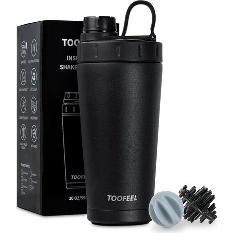 TOOFEEL Edelstahl Shaker Flasche Protein Shakes isoliert 20oz Gym Workout (1/5)