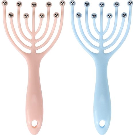 Massager Pour Cuir Chevelu - 9 Crochets Flexibles En Acier - Massage Profond Du Scalp Et Des Muscles - Portable Et Polyvalent - Lot De 2 (1/5)