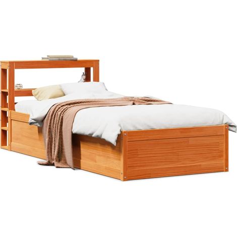 Estructura cama con cabecero madera pino marrón cera 75x190 cm vidaXL (1/5)