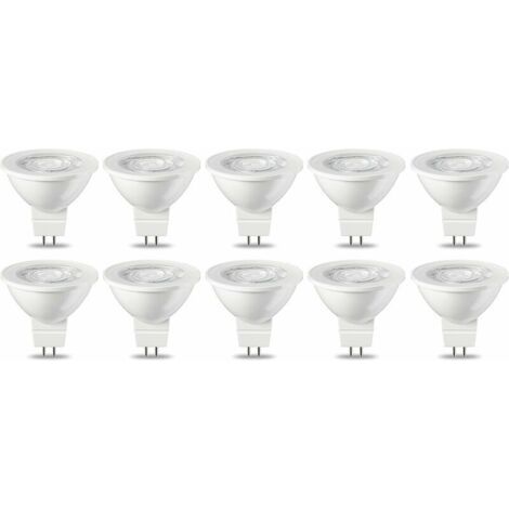Lot de 10 Ampoules LED GU5.3 MR16 5W Blanc Chaud 3000K - PC - 50x55mm (1/4)