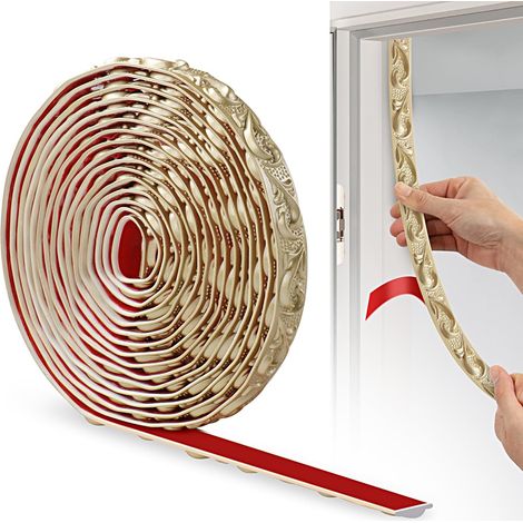 Bande Décorative en PVC, 600cm×2cm, Bordure de Papier Peint 3D, Frise Murale Adhesive, Convient our les Linteaux, les Plinthes, les Armoires, les Revêtements Muraux(Champagne Gold) (1/5)
