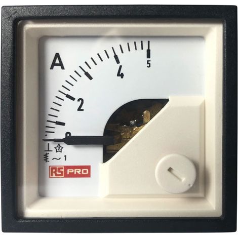 Ampèremètre analogique de panneau V c.a. RS PRO, Echelle 5 (Input, Scale)A, 48mm x 48mm ( Prix pour 1 ) (1/3)